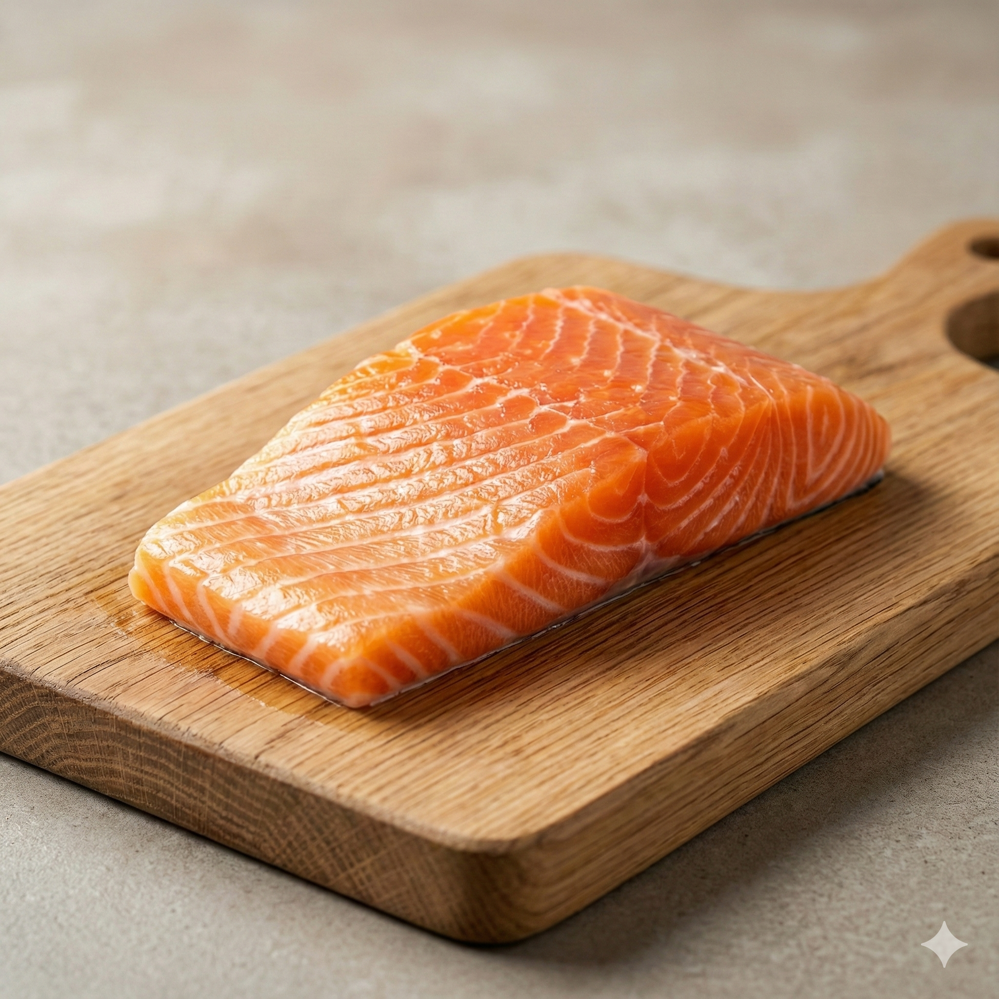 Salmón Porcionado - Lonja de salmón porcionada en piezas de entre 180 y 200 gramos, al alto vacío y empacados en cajas de 15 kg.